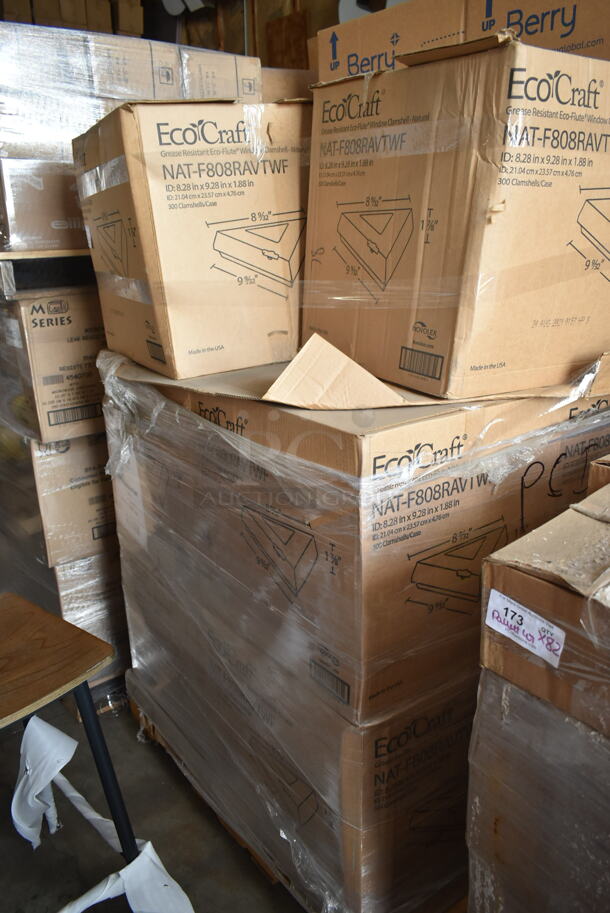 PALLET LOT of 10 BRAND NEW Boxes of EcoCraft NAT-F808RAVTWF Pizza containers EcoCraft Eco-Flute ToGo! insulated container - Dimensions 8.28 x 9.28 x 1.88. 10 Times Your Bid!  - Image 2 of 3