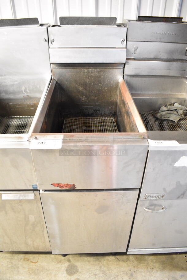 Cecilware Stainless Steel Commercial Floor Style Natural Gas Powered Deep Fat Fryer.  - Image 1 of 5
