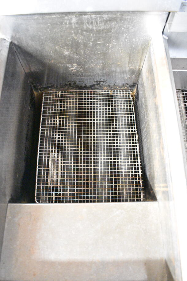 Cecilware Stainless Steel Commercial Floor Style Natural Gas Powered Deep Fat Fryer.  - Image 2 of 5