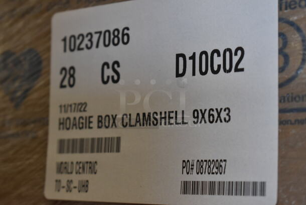 PALLET LOT of 30 BRAND NEW Boxes of World Centric TO-SC-UHB Hoagie Box Clamshell 9x6x3. 30 Times Your Bid!  - Image 3 of 3