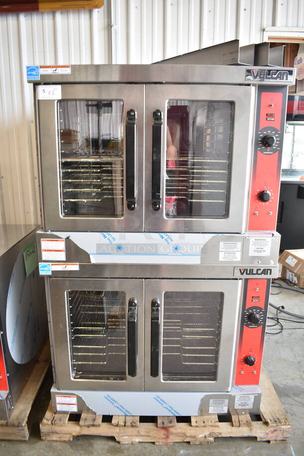 2 BRAND NEW SCRATCH AND DENT! Vulcan VC4ED Stainless Steel Commercial Electric Powered Full Size Convection Oven w/ View Through Doors, Metal Oven Racks and Thermostatic Controls. Does Not Come w/ Legs. 240 Volts, 1/3 Phase. 2 Times Your Bid! - Image 2 of 8