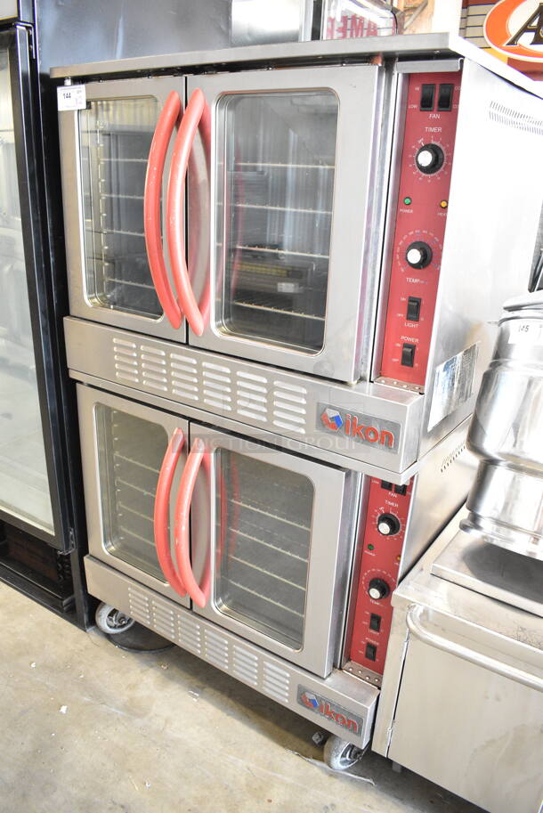 2 Ikon Stainless Steel Commercial Natural Gas Powered Full Size Convection Ovens w/ View Through Doors, Metal Oven Racks and Thermostatic Controls on Commercial Casters. 2 Times Your Bid!  - Image 2 of 7