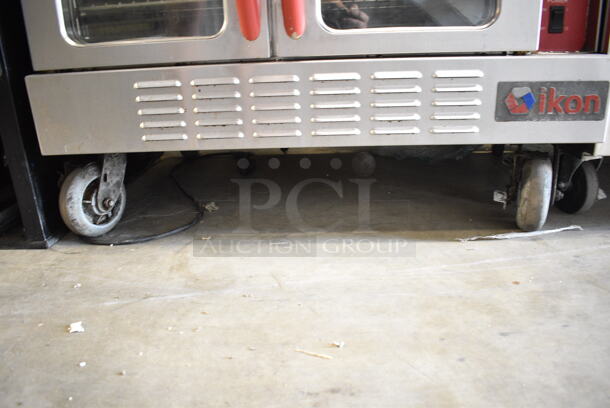 2 Ikon Stainless Steel Commercial Natural Gas Powered Full Size Convection Ovens w/ View Through Doors, Metal Oven Racks and Thermostatic Controls on Commercial Casters. 2 Times Your Bid!  - Image 3 of 7