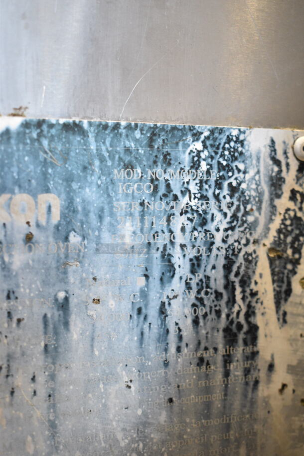 2 Ikon Stainless Steel Commercial Natural Gas Powered Full Size Convection Ovens w/ View Through Doors, Metal Oven Racks and Thermostatic Controls on Commercial Casters. 2 Times Your Bid!  - Image 6 of 7