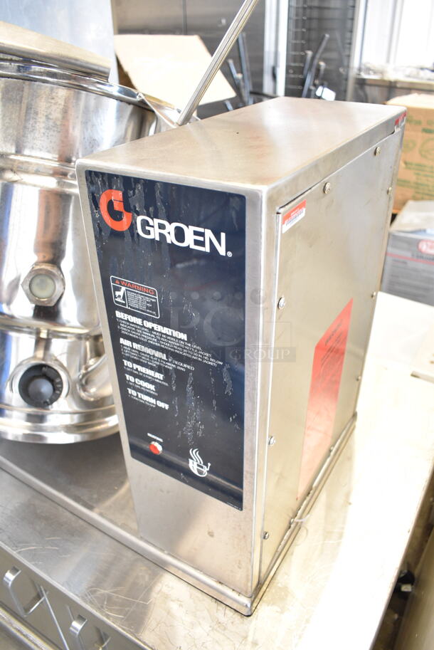 Groen TDB-20 Stainless Steel Commercial Countertop Electric Powered 20 Quart Steam Tilting Kettle. 208 Volts, 3 Phase.  - Image 3 of 10