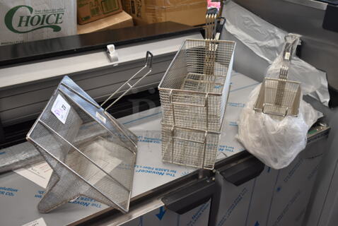 5 Various BRAND NEW SCRATCH AND DENT! Items Including Two 190FB1375 13 1/4" x 5 5/8" x 5 5/8" Fryer Basket with Front Hook, Two 3511005190 Cooking Performance Group 3511005190 13 1/2" x 7" x 5 3/8" Fryer Basket with Front Hook for CF15 and CF30 Countertop Fryers, 190SDMHTTRAY 14" x 12 1/4" x 6 1/2" Fryer Sediment Tray. 5 Times Your Bid! 