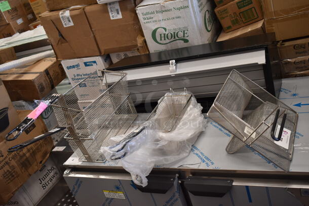 5 Various BRAND NEW SCRATCH AND DENT! Items Including Two 190FB1375 13 1/4" x 5 5/8" x 5 5/8" Fryer Basket with Front Hook, Two 3511005190 Cooking Performance Group 3511005190 13 1/2" x 7" x 5 3/8" Fryer Basket with Front Hook for CF15 and CF30 Countertop Fryers, 190SDMHTTRAY 14" x 12 1/4" x 6 1/2" Fryer Sediment Tray. 5 Times Your Bid!  - Image 3 of 7
