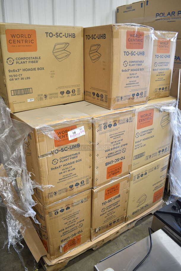PALLET LOT of 22 BRAND NEW Boxes of World Centric TO-SC-UHB 9x6x3" Fiber Hoagie Box. 22 Times Your Bid! - Image 2 of 3