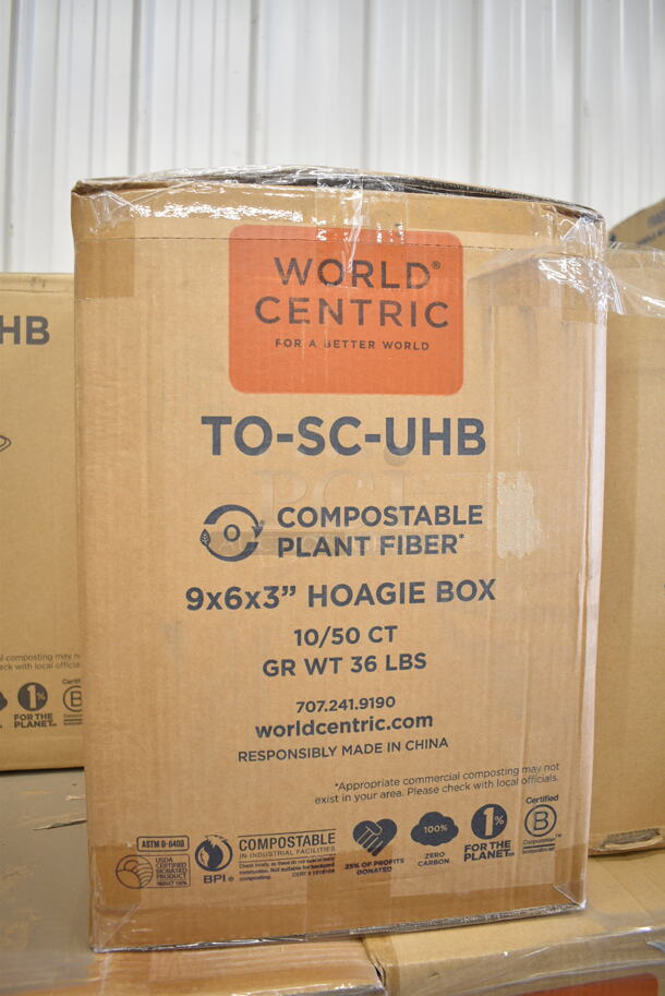 PALLET LOT of 22 BRAND NEW Boxes of World Centric TO-SC-UHB 9x6x3" Fiber Hoagie Box. 22 Times Your Bid! - Image 3 of 3