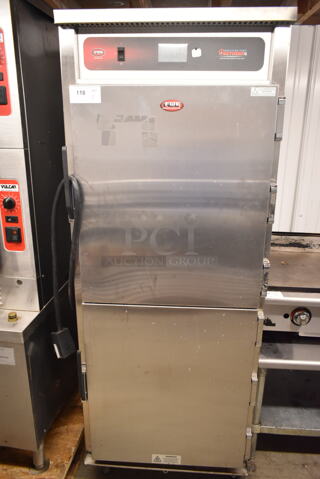FWE RH-18-MT Stainless Steel Commercial 2 Half Size Door Reach In Warming Holding Cabinet on Commercial Casters. 208 Volts, 1 Phase. 