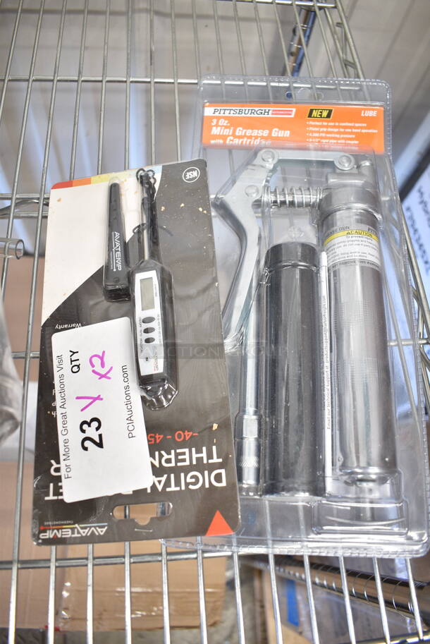 2 BRAND NEW! Items; Pittsburgh Mini Grease Gun w Cartridge and Avatemp Digital Thermometer. 2 Times Your Bid!  - Image 2 of 6