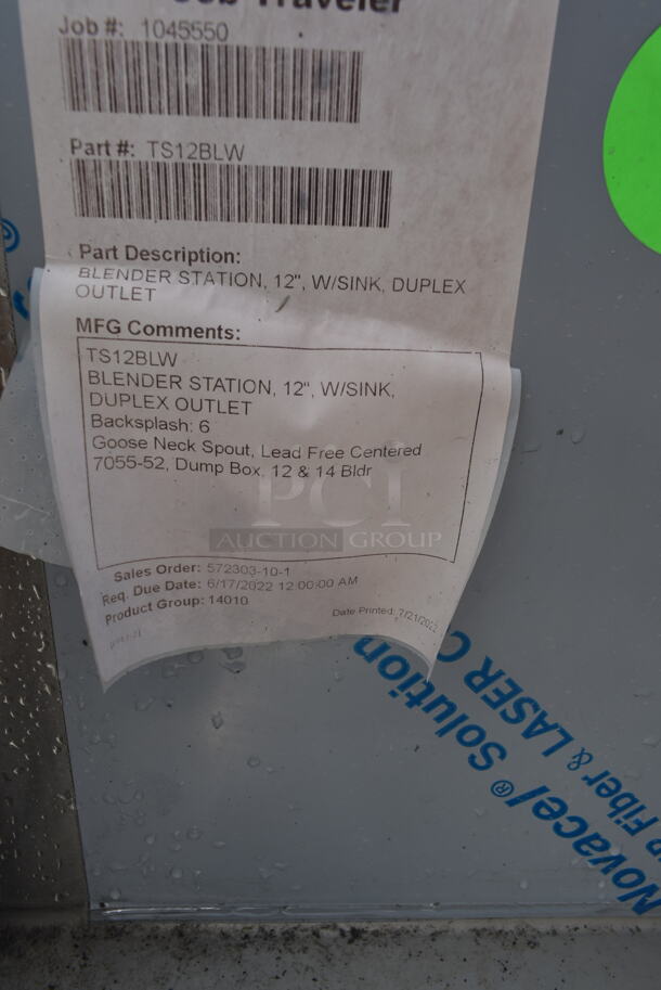 BRAND NEW! Perlick TS12BLW TS Series Stainless Steel Commercial Underbar Blender Station w/ Dump Sink. No Legs. - Image 7 of 7