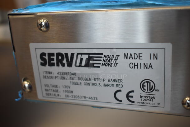BRAND NEW SCRATCH AND DENT! 2023 ServIt SWTD-48 48" High Wattage Double Strip Warmer with On/Off Toggle Controls and 3" Spacer. 120 Volts, 1 Phase.  - Image 5 of 5