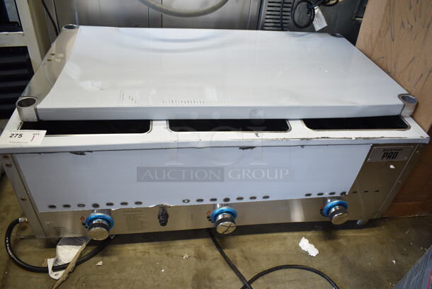 BRAND NEW SCRATCH AND DENT! Backyard Pro 554BPGST3WLP Stainless Steel Commercial Three Pan Open Well Mobile Liquid Propane Outdoor Steam Table with Undershelf. 10,500 BTU - Image 2 of 7