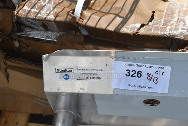 BRAND NEW SCRATCH AND DENT! Steelton 522CS11818R 38 3/4" 18-Gauge Stainless Steel One Compartment Commercial Sink with Right Drainboard - 18" x 18" x 12" Bowl - Image 7 of 7