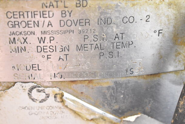 Groen HH/4-40 Stainless Steel Commercial Floor Style Propane Gas Powered 40 Gallon Steam Kettle.  - Image 7 of 7
