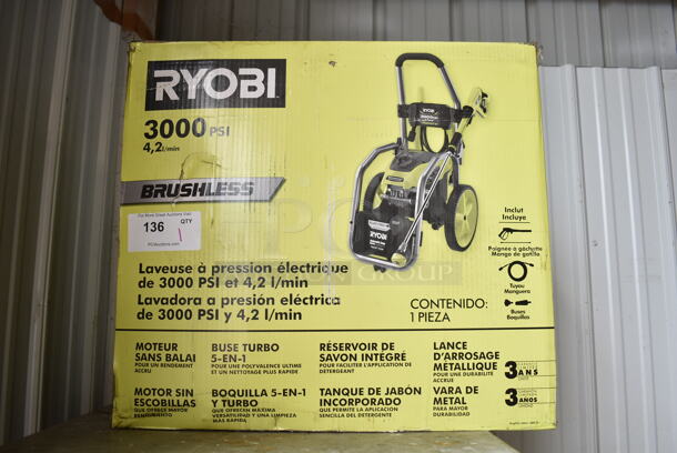 IN ORIGINAL BOX! Ryobi Electric Powered Pressure Washer. 115 Volts, 1 Phase.  - Image 1 of 4