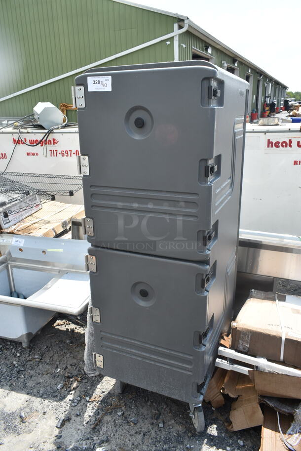 BRAND NEW SCRATCH AND DENT! Cambro 1826DTC Camcarts Charcoal Gray Insulated Sheet Pan Carrier on Commercial Casters.  - Image 2 of 7