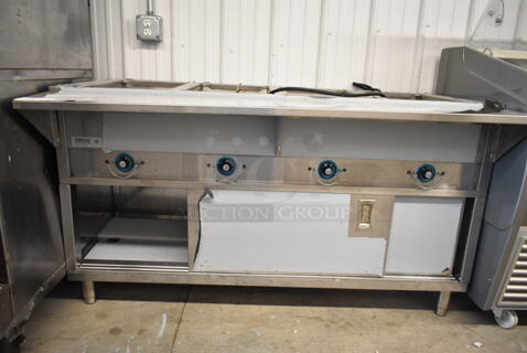 PrepLine ESTC60-4O Stainless Steel Commercial 4 Well Steam Table w/ Under Shelf. Cannot Test Due To Cut Power Cord