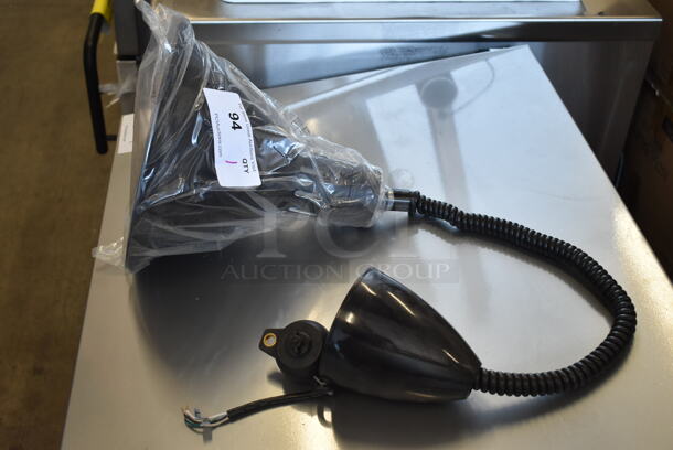 BRAND NEW SCRATCH AND DENT! ServIt 423HLR45BK Retractable Cord Ceiling Mount Heat Lamp with Modern Black Finish Round Cone Shade. 120 Volts, 1 Phase.  - Image 3 of 5