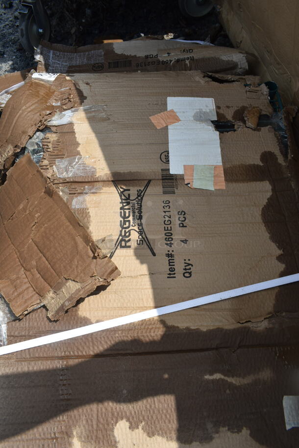 3 BRAND NEW SCRATCH AND DENT! Items; 522AGRC8KD Steelton 8 Shelf Aluminum Glass Rack Cart with 8" Spacing, 600PR125K Regency 12 Pan End Load Bun / Sheet Pan Rack - Unassembled and Regency 460EG2136 21" x 36" NSF Green Epoxy Wire Shelf. 3 Times Your Bid! - Image 5 of 5