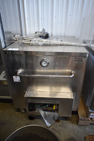 BRAND NEW SCRATCH AND DENT! Morni Stainless Steel Commercial Natural Gas Powered Tandoor Tandoori Oven on Commercial Casters. 