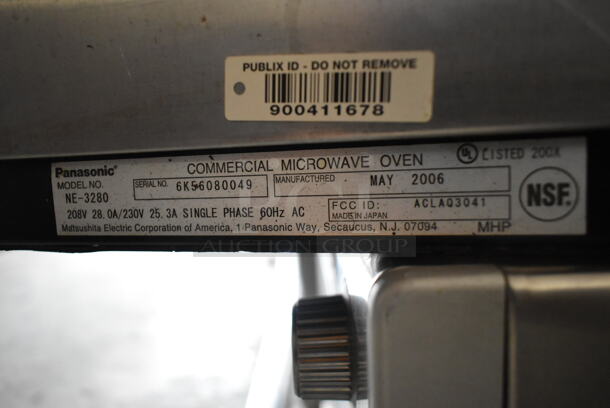Panasonic NE-3280 Stainless Steel Commercial Countertop Microwave Oven. 208/230 Volts, 1 Phase.  - Image 3 of 3