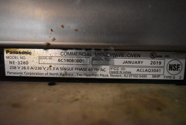 2019 Panasonic NE-3280 Stainless Steel Commercial Countertop Microwave Oven. 208/230 Volts, 1 Phase.  - Image 3 of 3