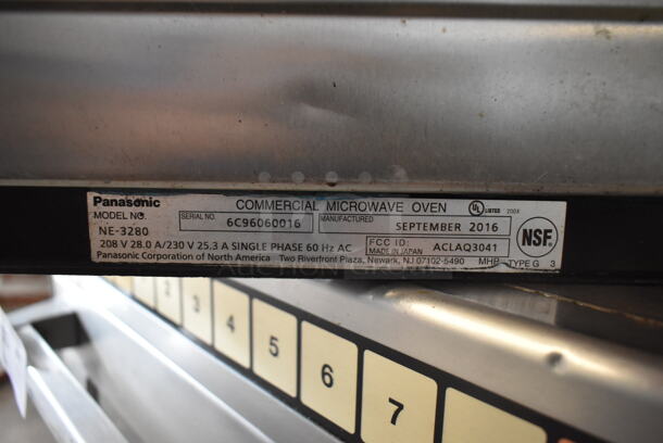 2016 Panasonic NE-3280 Stainless Steel Commercial Countertop Microwave Oven. 208/230 Volts, 1 Phase.  - Image 3 of 3