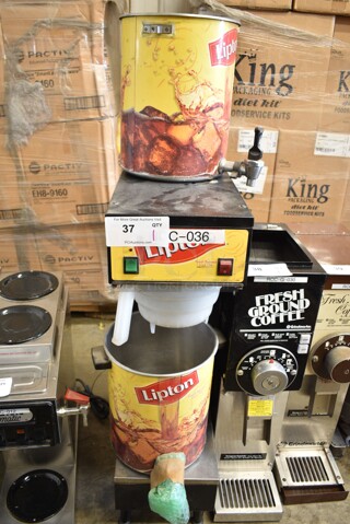 Cecilware LTB-103 Metal Commercial Countertop Iced Tea Machine w/ 2 Beverage Holder Dispensers and Poly Brew Basket. 120 Volts, 1 Phase. 