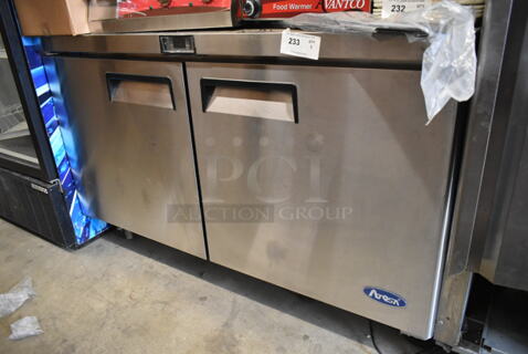 2017 Atosa MGF8407 Stainless Steel Commercial 2 Door Undercounter Freezer on Commercial Casters. 115 Volts, 1 Phase. Tested and Powers On But Does Not Get Cold