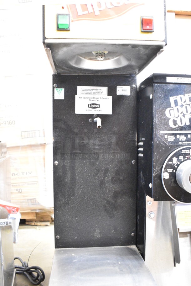 Cecilware LTB-103 Metal Commercial Countertop Iced Tea Machine w/ 2 Beverage Holder Dispensers and Poly Brew Basket. 120 Volts, 1 Phase.  - Image 4 of 6