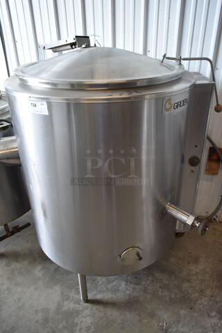 Groen AH/1-60 Stainless Steel Commercial Propane Gas Powered Floor Style 60 Gallon Steam Kettle. 145,000 BTU. 