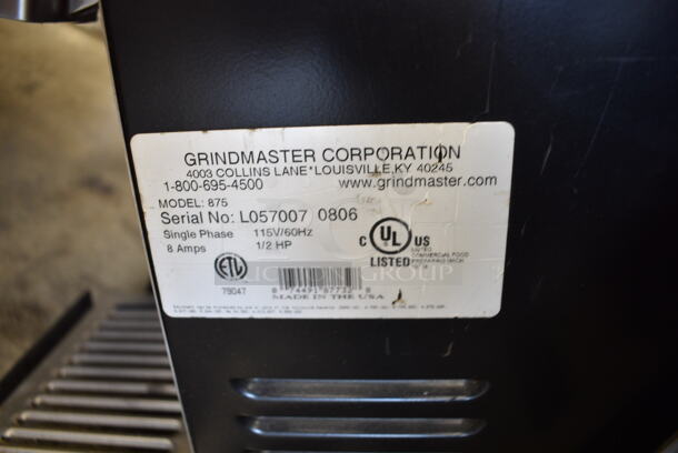 Grindmaster 875 Metal Commercial Countertop Coffee Bean Grinder. 115 Volts, 1 Phase. Tested and Working! - Image 5 of 5