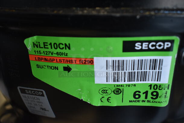 BRAND NEW SCRATCH AND DENT! Secop NLE10CN Compressor for A-19F-HC, A-23F-HC, DLC, GDC-12F-HC, and SS-1F-HC Series - 115 Volts, 1 Phase.  - Image 7 of 7