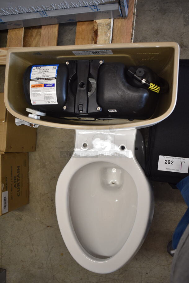 Sloan White Toilet w/ Tank. Missing Lid.  - Image 3 of 6