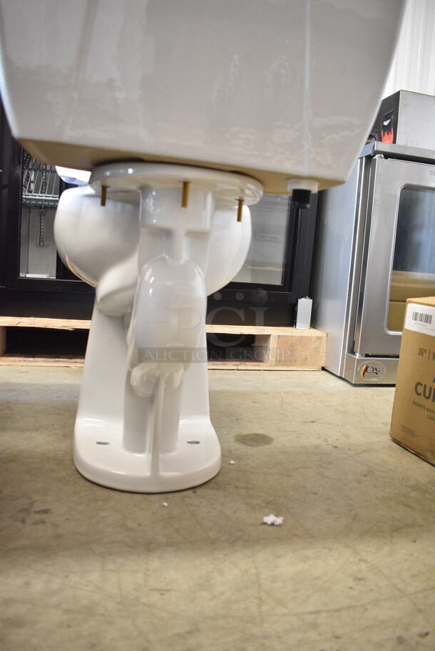 Sloan White Toilet w/ Tank. Missing Lid.  - Image 4 of 6