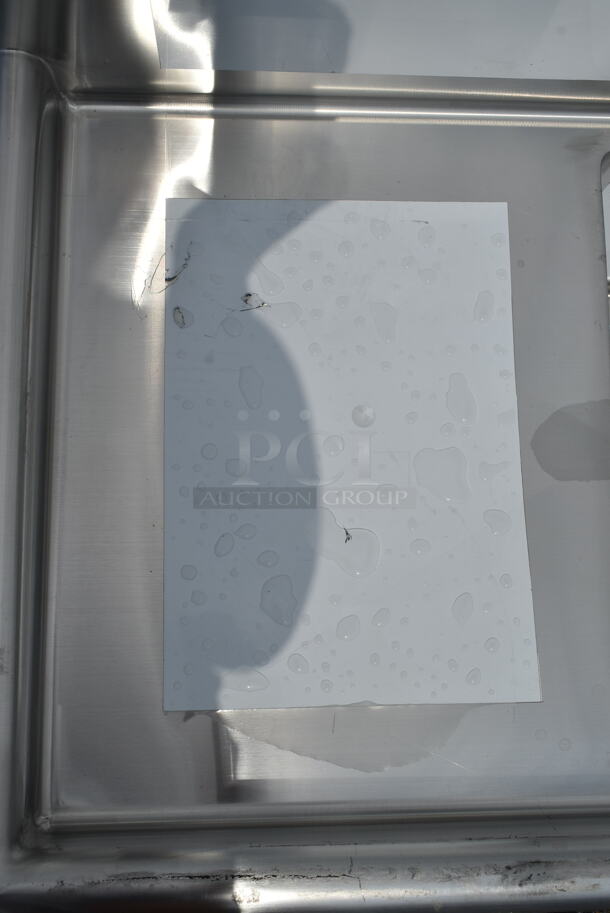 BRAND NEW SCRATCH AND DENT! Steelton 522CS31818LR 90" 18-Gauge Stainless Steel Three Compartment Commercial Sink with 2 Drainboards - 18" x 18" x 12" Bowls. No Legs.  - Image 8 of 9