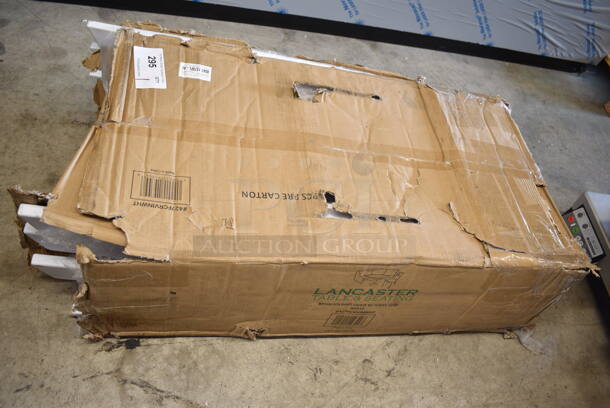 Box of 4 BRAND NEW SCRATCH AND DENT! Lancaster Table & Seating 427FCRVINWHT White Resin Folding Chair with Vinyl Seat - Image 2 of 3