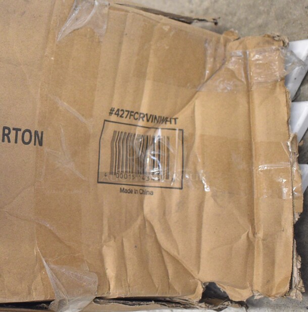 Box of 4 BRAND NEW SCRATCH AND DENT! Lancaster Table & Seating 427FCRVINWHT White Resin Folding Chair with Vinyl Seat - Image 3 of 3