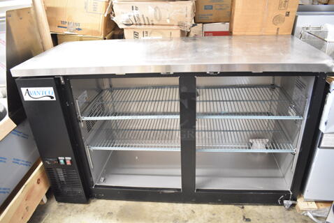 BRAND NEW SCRATCH AND DENT! 2024 Avantco 178UBB60GHC Metal Commercial 2 Door Back Bar Cooler Merchandiser. Missing Doors. 115 Volts, 1 Phase. Tested and Powers On But Does Not Get Cold