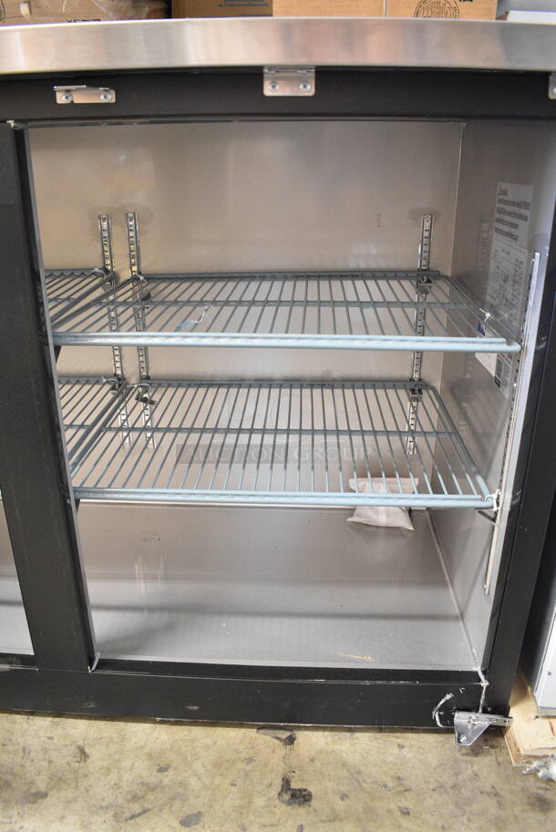 BRAND NEW SCRATCH AND DENT! 2024 Avantco 178UBB60GHC Metal Commercial 2 Door Back Bar Cooler Merchandiser. Missing Doors. 115 Volts, 1 Phase. Tested and Powers On But Does Not Get Cold - Image 3 of 7