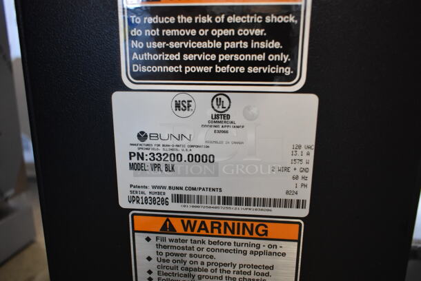 BRAND NEW SCRATCH AND DENT! 2024 Bunn VPR Stainless Steel Commercial Countertop Coffee Machine. Does Not Have Brew Basket or Pots. 120 Volts, 1 Phase.  - Image 7 of 7