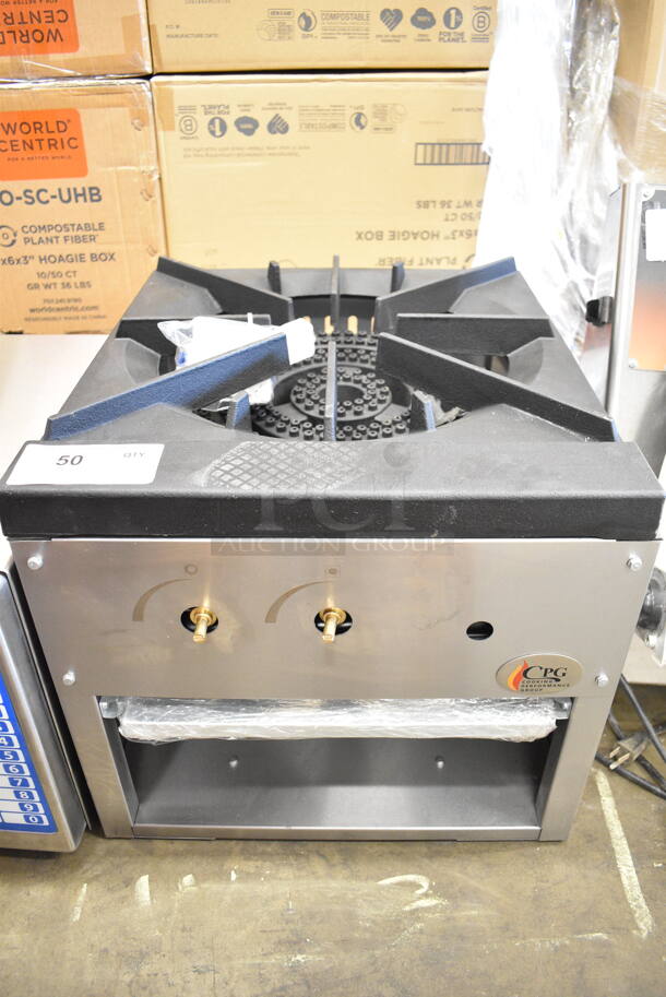 BRAND NEW SCRATCH AND DENT! Cooking Performance Group CPG 351CPGSP18N Stainless Steel Commercial Countertop Natural Gas Stock Pot Range. 80,000 BTU. - Image 3 of 8