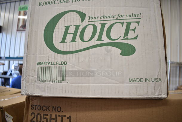 PALLET LOT of 35 BRAND NEW Boxes Including 394365L Noble Products Powder-Free Disposable Clear Vinyl Gloves for Foodservice - Large - 1000/Case, 347SP10WH Visions Florence 10" Square White Plastic Plate - 120/Case, 5008W Choice 8 oz. Tall White Poly Paper Hot Cup - 1000/Case, 2 Box 129MCR32B Choice 32 oz. Black Round Microwavable Heavy Weight Container with Lid 7 1/4" - 150/Case, 394365XL Noble Products Powder-Free Disposable Clear Vinyl Gloves for Foodservice - Extra Large - 1000/Case, 500CC16 Choice Clear PET Customizable Plastic Cold Cup - 16 oz. - 1000/Case, Arcoroc 43716 10 oz Nonic Tumbler, 966TALLFLDB Choice White Tall-Fold 6" x 13" Dispenser Napkin - 8000/Case, Dart 205HT1 White Foam Take Out Container with Perforated Hinged Lid 9" x 6" x 3" - 200/Case, 3 Box 5001RT800B Lavex 8" White Hardwound Paper Towel, 800 Feet / Roll - 6/Case, 395RP09 EcoChoice Compostable Sugarcane / Bagasse 9" Plate - 500/Case, 2 Box 8195 Lunch Tray, 02115 Bell Aire Multi Fold Towels, 2 Box 966UPWIDEB-500 OneUp by Choice White 2-Ply Wide Interfold 6 1/2" x 8 1/2" Dispenser Napkin - 6000/Case, 2 Box 347RP9WHSS Visions Wave 9" White Plastic Plate - 180/Case, 2 Box T Shirt Bags. 35 Times Your Bid! - Image 8 of 12
