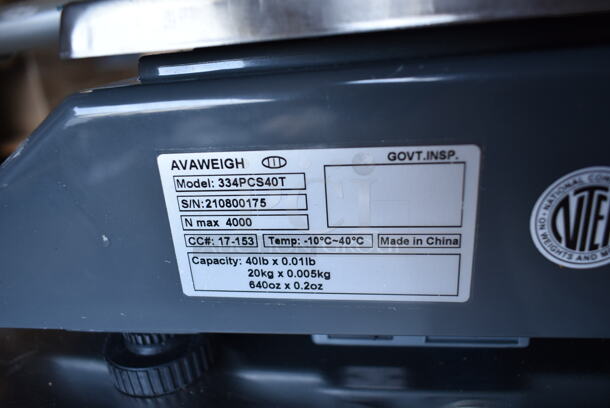 2 BRAND NEW SCRATCH AND DENT! AvaWeigh 334PCS40T  40 lb. Digital Price Computing Scale with Tower. 2 Times Your Bid! Tested and Working! - Image 9 of 10