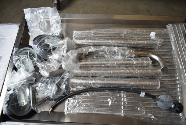 BRAND NEW SCRATCH AND DENT! 2022 Backyard Pro 554LPG36 Stainless Steel Commercial Floor Style Propane Gas Powered Outdoor Grill w/ Flat Top Griddle Attachment and Under Shelf on Commercial Casters. - Image 3 of 8