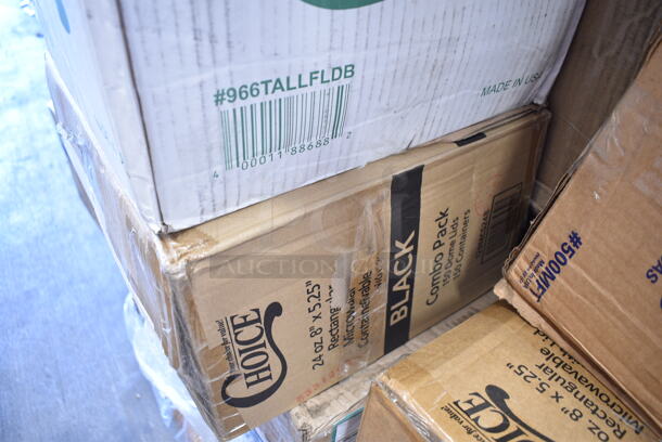 PALLET LOT of 35 BRAND NEW Boxes Including Choice 2 oz Portion Cups, 129MCR32B Choice 32 oz. Black Round Microwavable Heavy Weight Container with Lid 7 1/4" - 150/Case, 129MCS38B Choice 38 oz. Black Rectangular Microwavable Heavy Weight Container with Lid 8 3/4" x 6 1/4" x 2" - 150/Case, 2 Box Bell Aire 02115 Multi Fold Towels, 129MCS24B Choice 24 oz. Black Rectangular Microwavable Heavy Weight Container with Lid 8" x 5 1/4" x 2" - 150/Case, 500MFT Lavex White M-Fold (Multifold) Towel - 4000/Case, 347RP6WHSS Visions Wave 6" White Plastic Plate - 180/Case, Cambro PSB8176 1.67 Qt. Pebbled Serving/Salad Bowl, 2 Box T Shirt Bags, 500TW9 Choice 9 oz. Translucent Thin Wall Plastic Cold Cup - 2500/Case, 612TS4316 Choice Half Size Heavy-Duty Foil Steam Table Pan Extra-Deep 4 3/16" Depth - 100/Case, 3 Box Choice Plastic T Shirt Bags, 43309DPIE Choice 9" Clear Hinged High Dome Pie Container - 100/Case, 130WSPOON Choice Medium Weight White Plastic Teaspoon - 1000/Case. 35 Times Your Bid! - Image 6 of 12