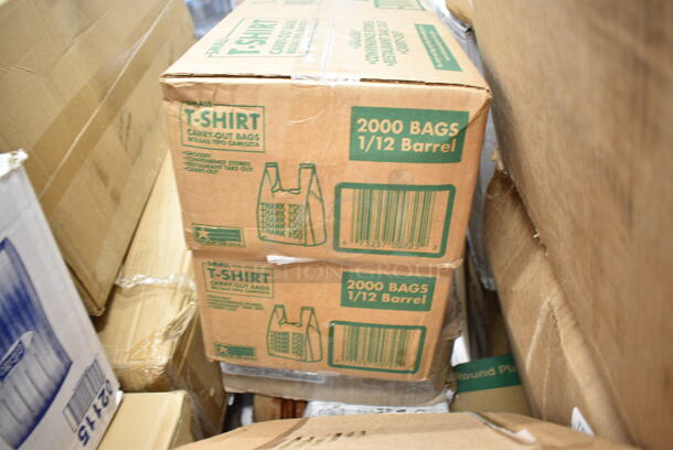 PALLET LOT of 35 BRAND NEW Boxes Including Choice 2 oz Portion Cups, 129MCR32B Choice 32 oz. Black Round Microwavable Heavy Weight Container with Lid 7 1/4" - 150/Case, 129MCS38B Choice 38 oz. Black Rectangular Microwavable Heavy Weight Container with Lid 8 3/4" x 6 1/4" x 2" - 150/Case, 2 Box Bell Aire 02115 Multi Fold Towels, 129MCS24B Choice 24 oz. Black Rectangular Microwavable Heavy Weight Container with Lid 8" x 5 1/4" x 2" - 150/Case, 500MFT Lavex White M-Fold (Multifold) Towel - 4000/Case, 347RP6WHSS Visions Wave 6" White Plastic Plate - 180/Case, Cambro PSB8176 1.67 Qt. Pebbled Serving/Salad Bowl, 2 Box T Shirt Bags, 500TW9 Choice 9 oz. Translucent Thin Wall Plastic Cold Cup - 2500/Case, 612TS4316 Choice Half Size Heavy-Duty Foil Steam Table Pan Extra-Deep 4 3/16" Depth - 100/Case, 3 Box Choice Plastic T Shirt Bags, 43309DPIE Choice 9" Clear Hinged High Dome Pie Container - 100/Case, 130WSPOON Choice Medium Weight White Plastic Teaspoon - 1000/Case. 35 Times Your Bid! - Image 12 of 12