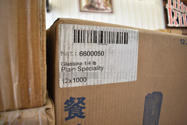 PALLET LOT of 28 BRAND NEW Boxes Including 1500050 Kari-Out Company 1/4 lb. Square Glassine Bag - 1000/Case, 5008W Choice 8 oz. Tall White Poly Paper Hot Cup - 1000/Case, 3 Box 127RD8BULK Choice 8 oz. Customizable Microwavable Translucent Round Deli Container - 500/Case, 2 Box 395RP09 EcoChoice Compostable Sugarcane / Bagasse 9" Plate - 500/Case, 50012C Choice 12 oz. Coffee Print Poly Paper Hot Cup - 1000/Case, 43309HCAKE Choice 9" High Dome Cake Display Container, 130LID12 Visions 12" Clear PET Plastic Round Catering Tray High Dome Lid, 612LOB1LB Choice Oblong Foil-Laminated Board Lid for 1 lb. Foil Take-Out Container - 1000/Case, 966TALLFLDB Choice White Tall-Fold 6" x 13" Dispenser Napkin - 8000/Case, 347RTB3BK Choice 2.5 oz. Black Round Plastic Mini Bowl - 200/Case, 3 Box 128HD8COMBO  ChoiceHD 8 oz. Microwavable Translucent Plastic Deli Container and Lid Combo Pack - 240/Case, 129MCS242CB Choice 30 oz. Black 8 3/4" x 6" x 2 3/4" 2-Compartment Rectangular Microwavable Heavy Weight Container with Lid - 150/Case, 245CPB14 PRINT Pizza Boxes, 2 Boxes Cambro PSB8176 1.67 Qt. Pebbled Serving/Salad Bowl. 28 Times Your Bid! - Image 2 of 12